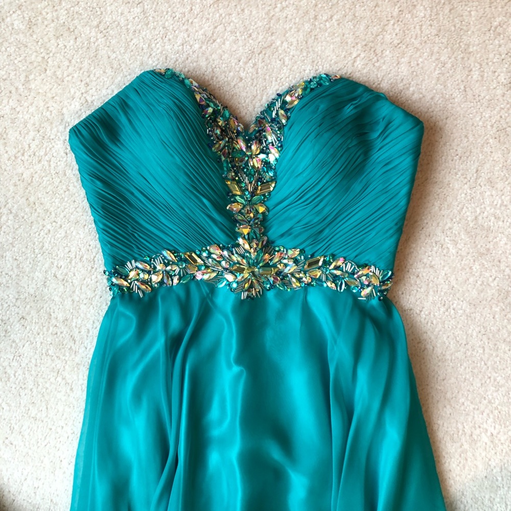 Turquoise Beaded Prom Formal Dress, size 2/4